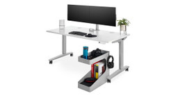 Unidirectional casters allow the caddy to easily roll in and out from under desks