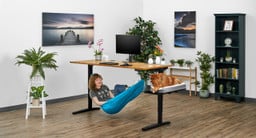 Bamboo UPLIFT Standing Desk with Under-Desk Hammock and Sidecar Shelf
