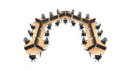 An example of a configuration that can be created with 120-Degree Standing Desks